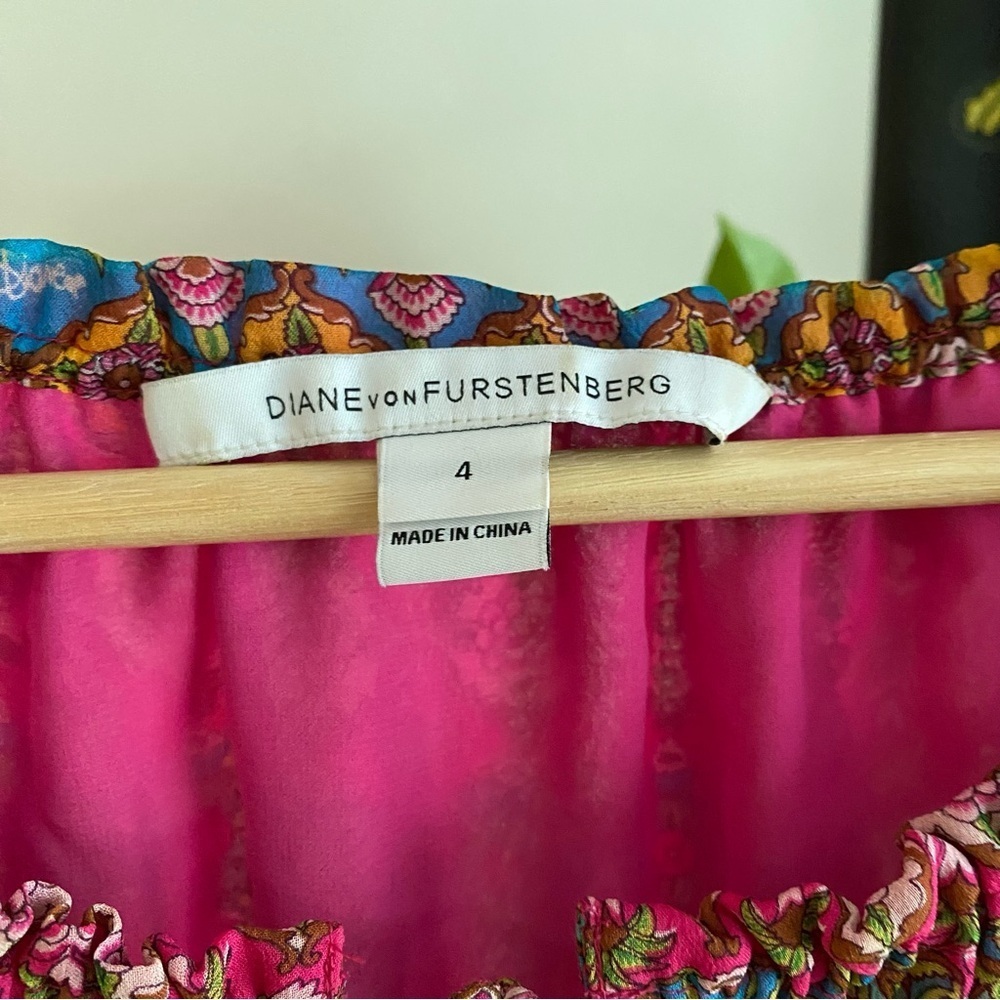 Diane Von Furstenberg DVF Pink Colorful Floral Parry Silk Dress 4 - Picture 11 of 16